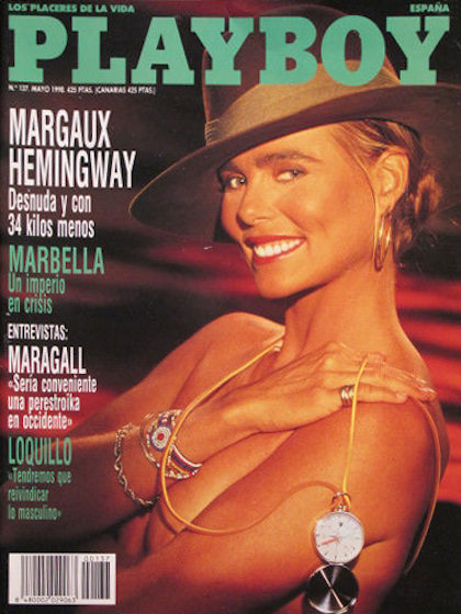 Playboy (Spain) May 1990 magazine back issue Playboy (Spain) magizine back copy Playboy (Spain) magazine May 1990 cover image, with Margaux Hemingway on the cover of the magazine