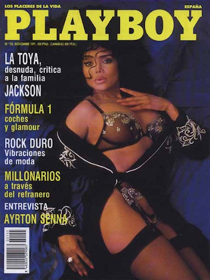 Playboy (Spain) November 1991 magazine back issue Playboy (Spain) magizine back copy Playboy (Spain) magazine November 1991 cover image, with LaToya Jackson on the cover of the magazine