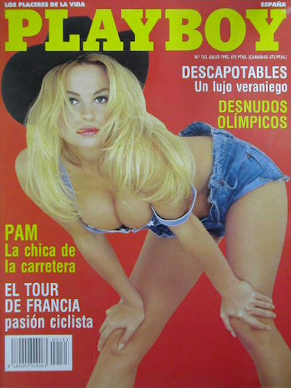 Playboy (Spain) July 1992 magazine back issue Playboy (Spain) magizine back copy Playboy (Spain) magazine July 1992 cover image, with Pamela Anderson on the cover of the magazine