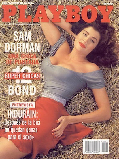 Playboy (Spain) August 1992 magazine back issue Playboy (Spain) magizine back copy Playboy (Spain) magazine August 1992 cover image, with Samantha Dorman on the cover of the magazine