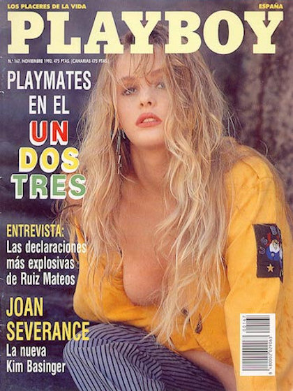 Playboy (Spain) November 1992 magazine back issue Playboy (Spain) magizine back copy Playboy (Spain) magazine November 1992 cover image, with Simone Eden on the cover of the magazine