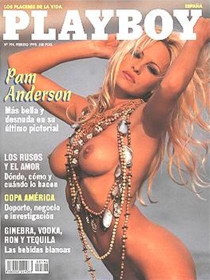 Playboy (Spain) February 1995 magazine back issue Playboy (Spain) magizine back copy Playboy (Spain) magazine February 1995 cover image, with Pamela Anderson on the cover of the magazin