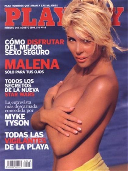 Playboy (Spain) August 1999 magazine back issue Playboy (Spain) magizine back copy Playboy (Spain) magazine August 1999 cover image, with Malena Gracia on the cover of the magazine