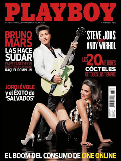 Playboy (Spain) April 2012 magazine back issue Playboy (Spain) magizine back copy Playboy (Spain) magazine April 2012 cover image, with Bruno Mars (Peter Hernandez), Raquel Pomplun o