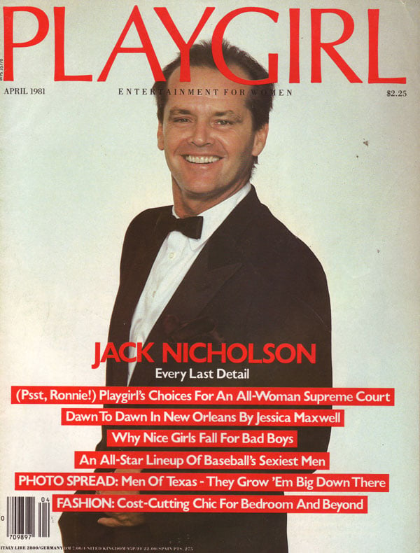 Playgirl # 95, April 1981 magazine back issue Playgirl magizine back copy Playgirl # 95, April 1981 Adult Heteresexual Women and Gay Mens Magazine Back Issue Published by Drake Publishers. Coverguy John Joseph Nicholson (aka: Jack Nicholson) (Not Nude) .