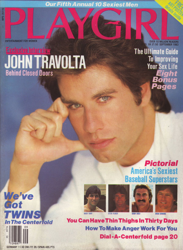 Playgirl # 124, September 1983 magazine back issue Playgirl magizine back copy Playgirl # 124, September 1983 Adult Heteresexual Women and Gay Mens Magazine Back Issue Published by Drake Publishers. Coverguy John Joseph Travolta (aka: John Travolta) (Not Nude) .