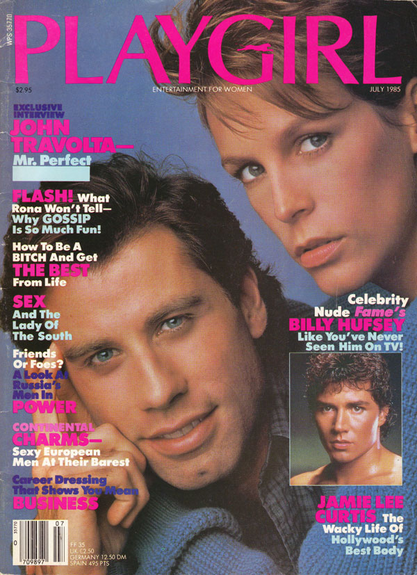 Playgirl July 1985 magazine back issue Playgirl magizine back copy Playgirl July 1985 Adult Heteresexual Women and Gay Mens Magazine Back Issue Published by Drake Publishers. Coverguy John Joseph Travolta (aka: John Travolta) & Jamie Lee Curtis (Not Nude) .