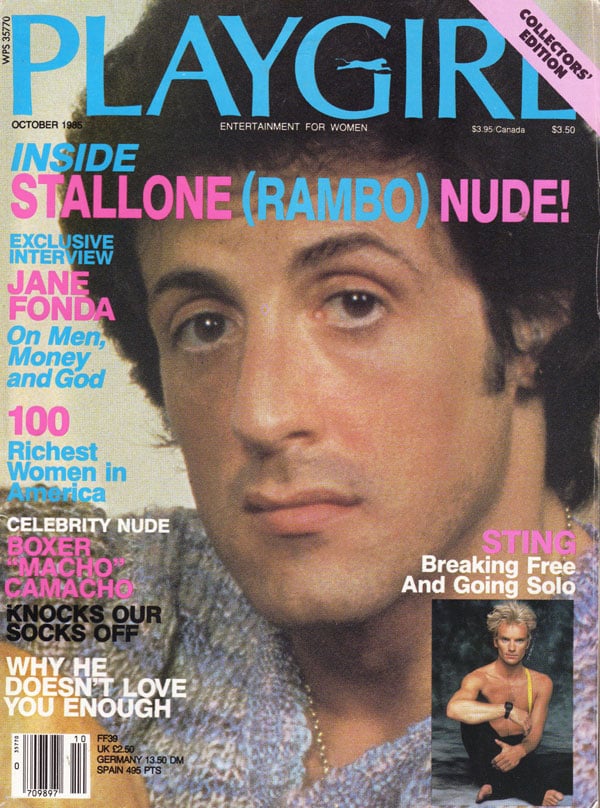 Playgirl October 1985 magazine back issue Playgirl magizine back copy Playgirl October 1985 Adult Heteresexual Women and Gay Mens Magazine Back Issue Published by Drake Publishers. Coverguy Sylvester Enzio Stallone (aka: Sylvester Stallone) (Not Nude) .