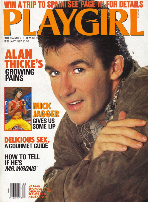 Playgirl February 1987 magazine back issue Playgirl magizine back copy Playgirl February 1987 Adult Heteresexual Women and Gay Mens Magazine Back Issue Published by Drake Publishers. Coverguy Alan Willis Jeffrey (aka: Alan Thicke) (Not Nude) .