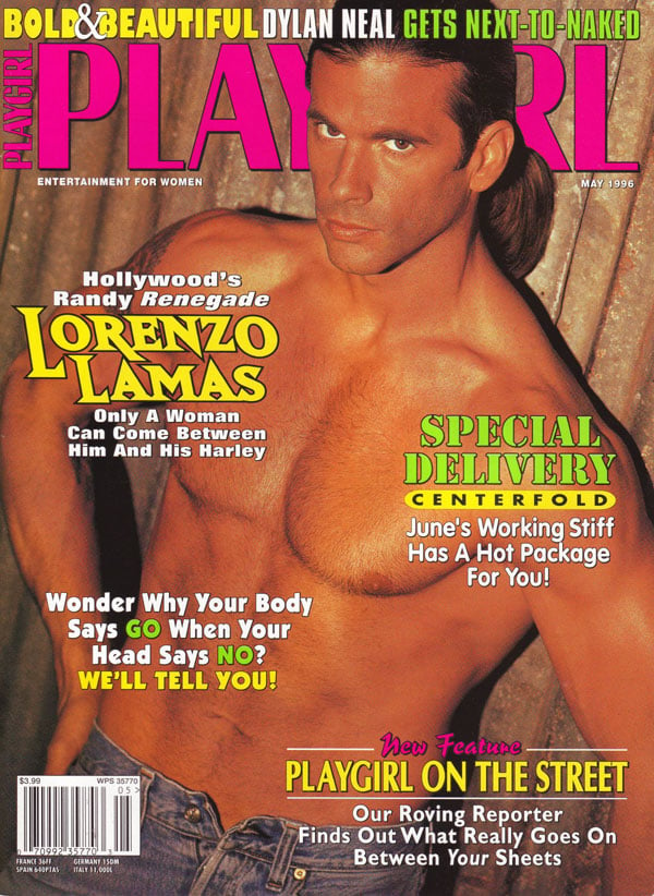 Playgirl May 1996 magazine back issue Playgirl magizine back copy Playgirl May 1996 Adult Heteresexual Women and Gay Mens Magazine Back Issue Published by Drake Publishers. Coverguy Lorenzo Fernando Lamas (aka: Lorenzo Lamas)  (Not Nude) .