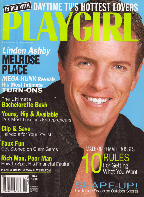 Playgirl May 1998 magazine back issue Playgirl magizine back copy Playgirl May 1998 Adult Heteresexual Women and Gay Mens Magazine Back Issue Published by Drake Publishers. Coverguy Clarence Linden Garnett Ashby III (aka: Linden Ashby) (Not Nude) .