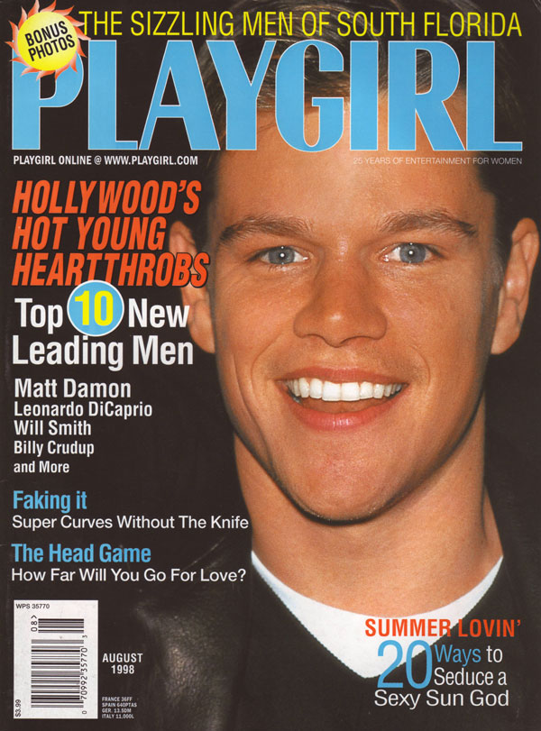 Playgirl August 1998 magazine back issue Playgirl magizine back copy Playgirl August 1998 Adult Heteresexual Women and Gay Mens Magazine Back Issue Published by Drake Publishers. Coverguy Matthew Damon (Not Nude) .