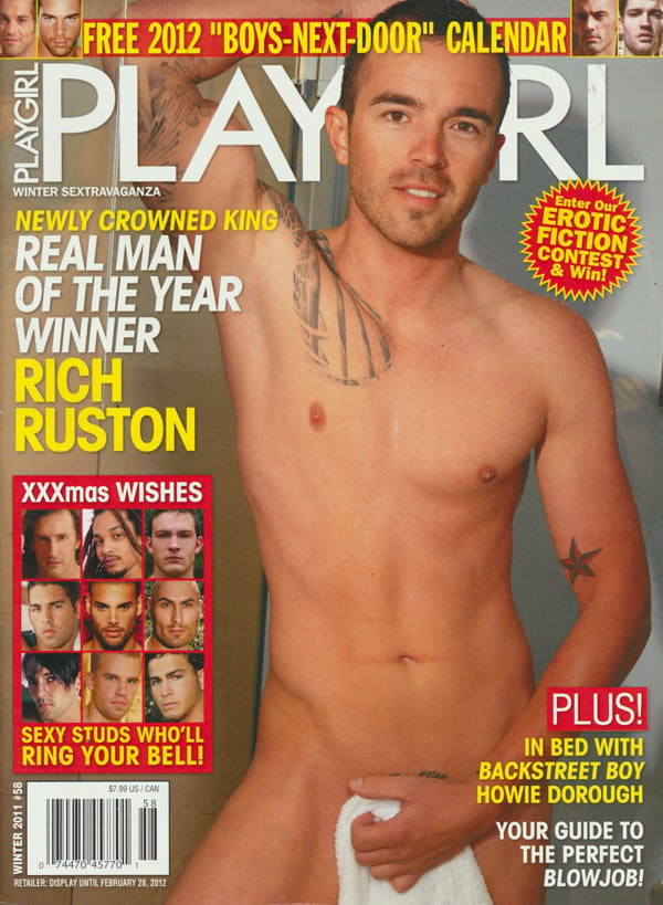 Playgirl # 58, Winter 2011 magazine back issue Playgirl magizine back copy Playgirl # 58, Winter 2011 Adult Heteresexual Women and Gay Mens Magazine Back Issue Published by Drake Publishers. Newly Crowned King Real Man Of The Year Winner Rich Ruston.