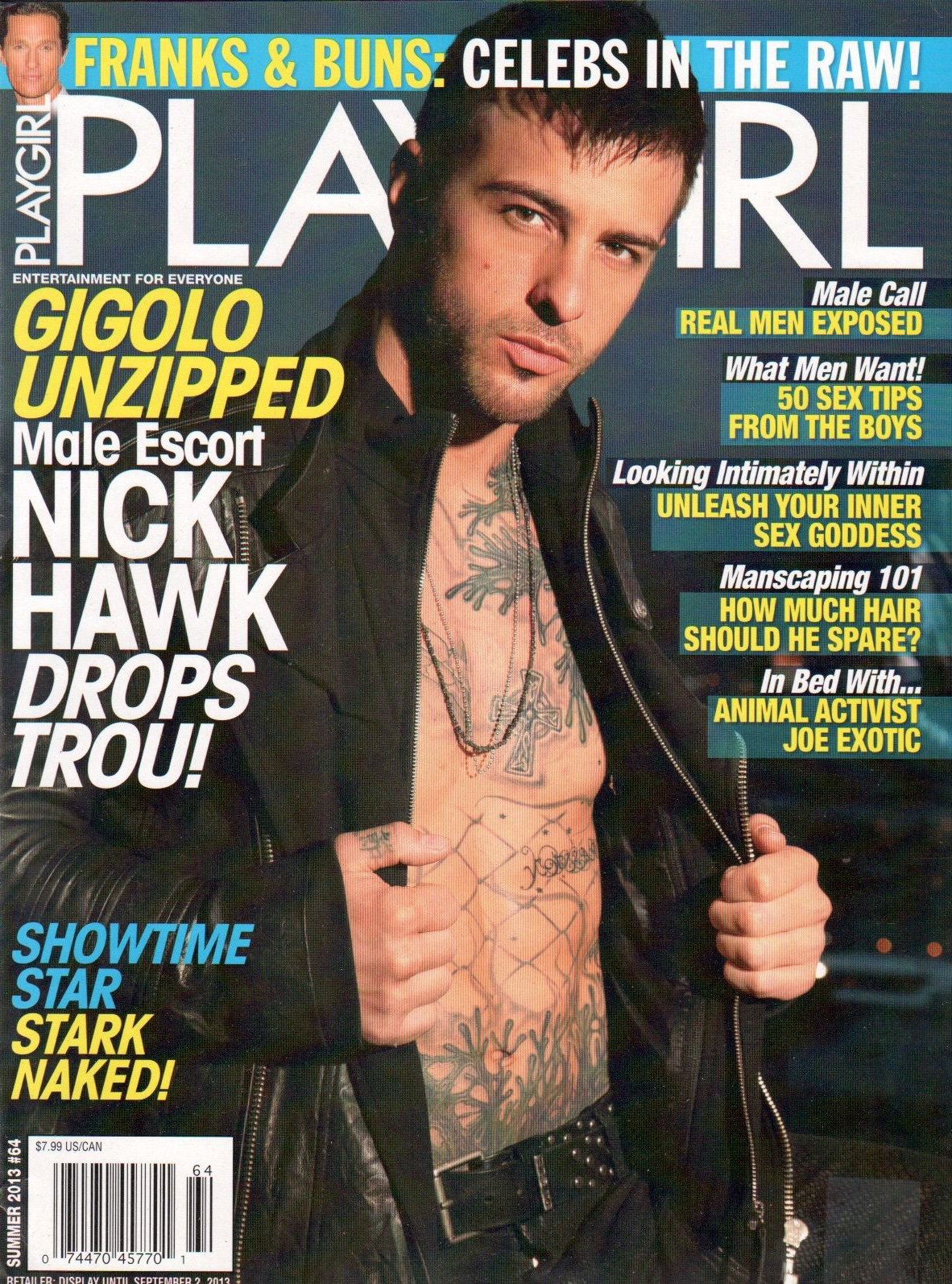 Playgirl # 64, Summer 2013 magazine back issue Playgirl magizine back copy Playgirl # 64, Summer 2013 Adult Heteresexual Women and Gay Mens Magazine Back Issue Published by Drake Publishers. Coverguy Nick Hawk (Nude) .