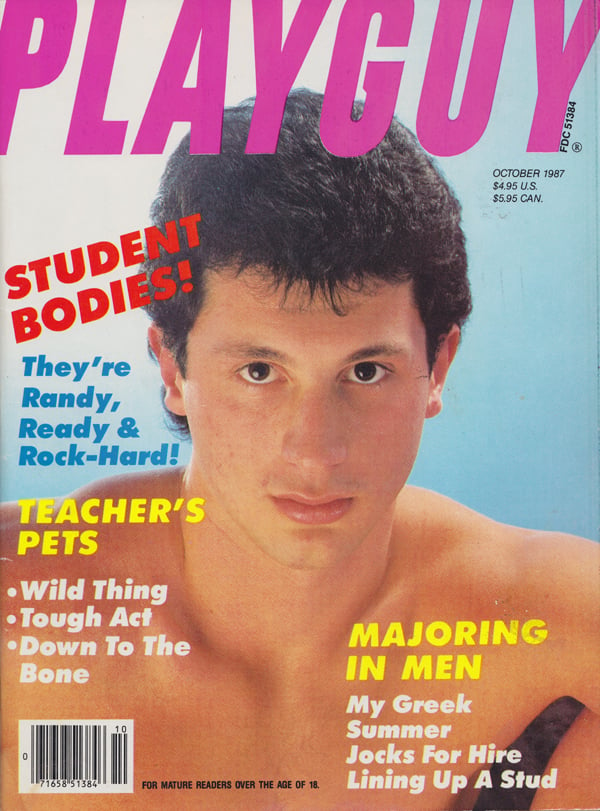 Playguy October 1987 magazine back issue Playguy magizine back copy they're randy, ready and rock-hard, teachers pets, wild thing, tough act, down to the bone,greek sum