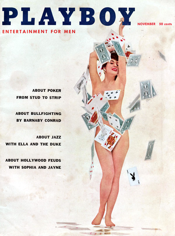 Playboy November 1957 magazine back issue Playboy (USA) magizine back copy Sophia Loren vs Jayne Mansfield pictorial from Hugh Hefner's Classic Playboy Magazine Back Issue 57
