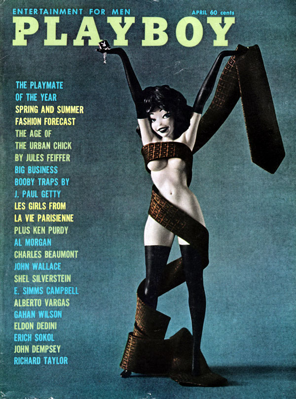 Playboy April 1961 magazine back issue Playboy (USA) magizine back copy PlaymateoftheYear Linda Gamble And Nancy Nielson for the Month of April 1961