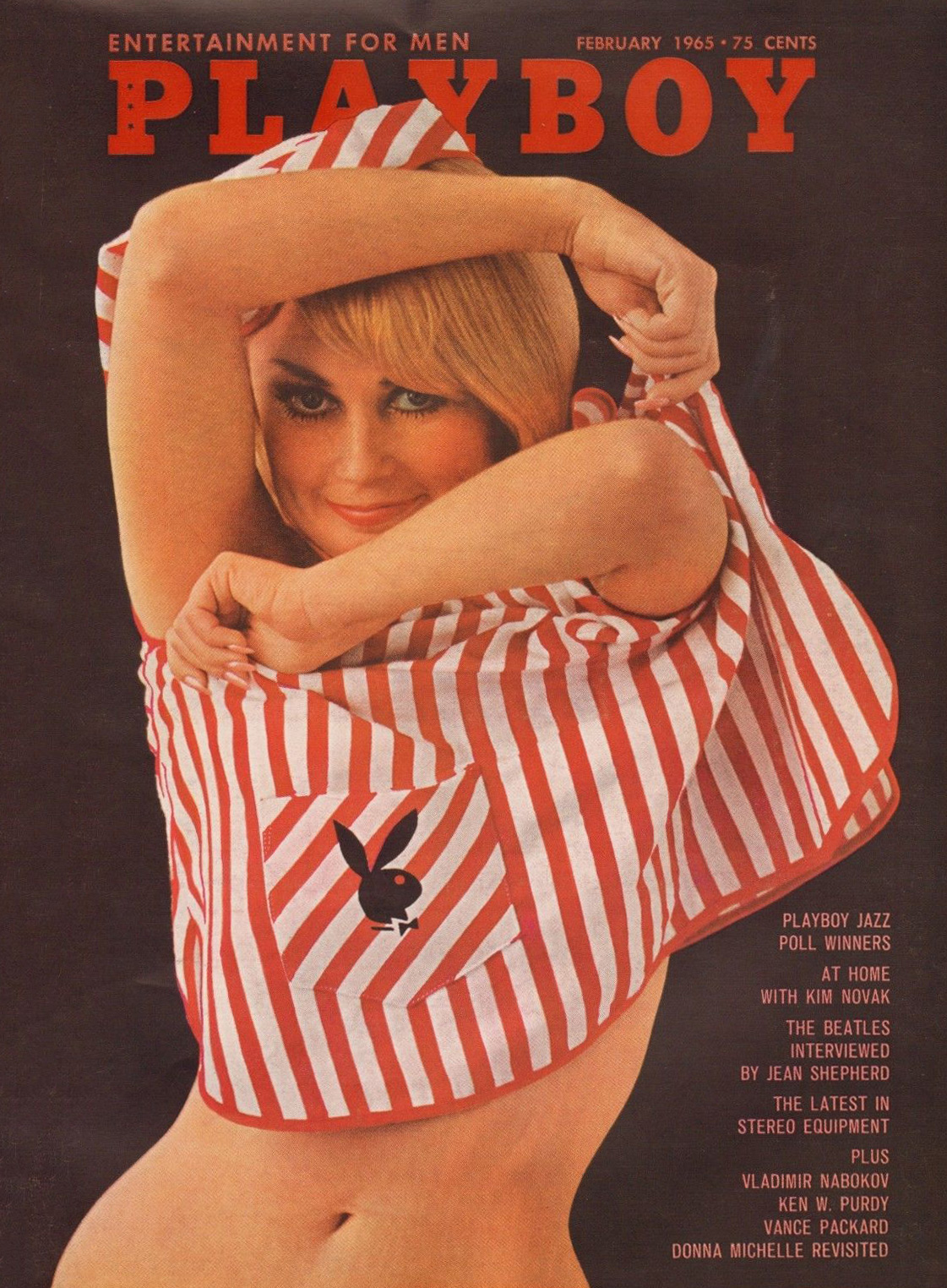 Playboy February 1965 magazine back issue Playboy (USA) magizine back copy Playmate of the Year Donna Michelle photos by Pompeo Posar in Playboy Magazine Back Issue February