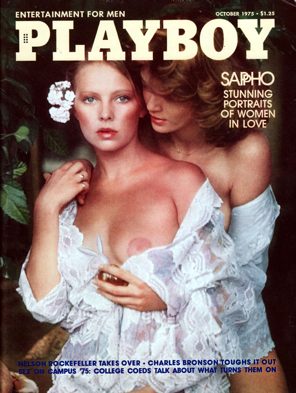 Playboy October 1975 magazine back issue Playboy (USA) magizine back copy sapho women loving women playboy lesbian nude photo pictorial