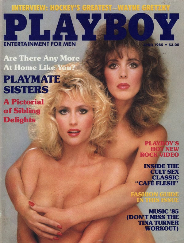 Playboy April 1985 magazine back issue Playboy (USA) magizine back copy Playmate Sisters get naked for playboyphotos magazinesex