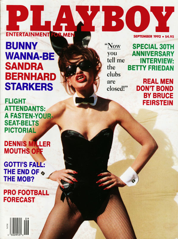 Playboy September 1992 magazine back issue Playboy (USA) magizine back copy Playboy Bunny Wanna-Be SandraBernhard Starkers NudePictorial NakedBunnies