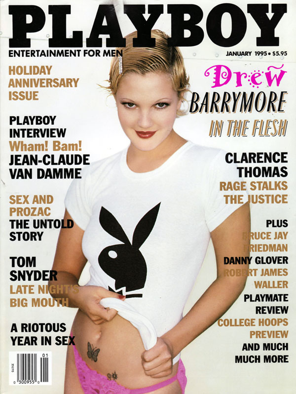 Playboy January 1995 magazine back issue Playboy (USA) magizine back copy DrewBarrymore hot naked pictorial for playboy magazines vintage backissue January 1995 full pages