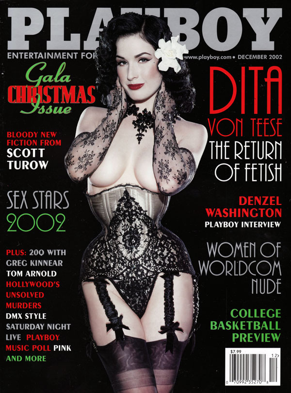 Playboy December 2002 magazine back issue Playboy (USA) magizine back copy dita vonteese return of fetish women of worldcom nude sexstars hollywoods college