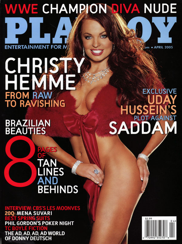 Playboy April 2005 magazine back issue Playboy (USA) magizine back copy brazilian beauties christyhemme covermodel centerfold tanlines and behinds sexsells playboyfun