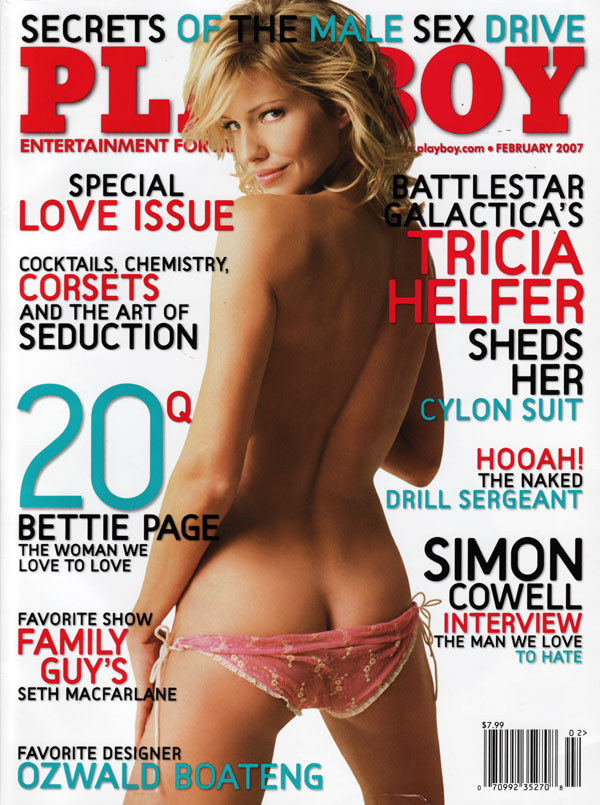 Playboy February 2007 magazine back issue Playboy (USA) magizine back copy february 2007 playboy magazine cover, tricia helfer, battlestar galactica, entertainment for men, 20