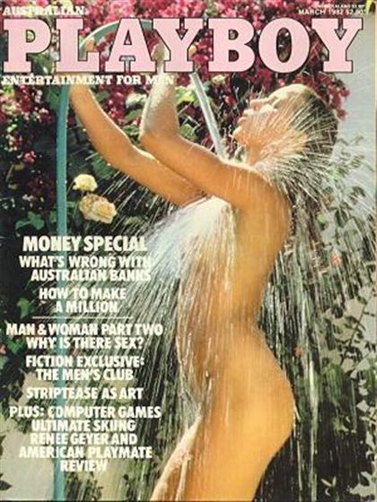 Playboy (Australia) March 1982 magazine back issue Playboy (Australia) magizine back copy Playboy (Australia) magazine March 1982 cover image, with Sabine Rothaus on the cover of the magazin
