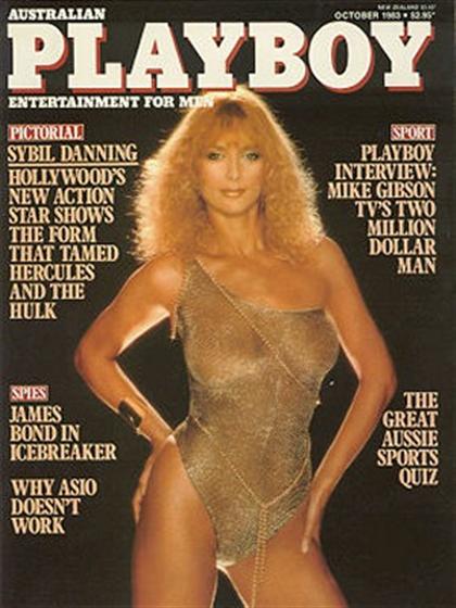 Playboy (Australia) October 1983 magazine back issue Playboy (Australia) magizine back copy Playboy (Australia) magazine October 1983 cover image, with Sybil Danning on the cover of the magazi