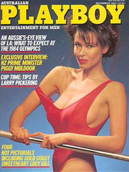 Playboy (Australia) November 1983 magazine back issue Playboy (Australia) magizine back copy Playboy (Australia) magazine November 1983 cover image, with Gina Pasquet on the cover of the magazi