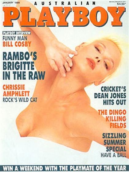 Playboy (Australia) January 1988 magazine back issue Playboy (Australia) magizine back copy Playboy (Australia) magazine January 1988 cover image, with Brigitte Nielsen on the cover of the mag
