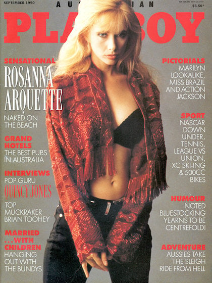 Playboy (Australia) September 1990 magazine back issue Playboy (Australia) magizine back copy Playboy (Australia) magazine September 1990 cover image, with Rosanna Arquette on the cover of the m