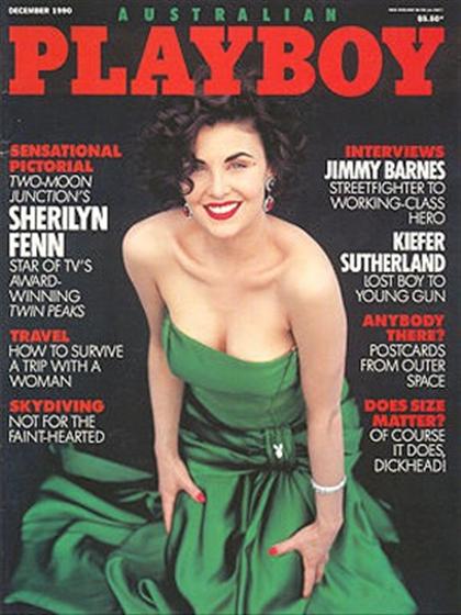 Playboy (Australia) December 1990 magazine back issue Playboy (Australia) magizine back copy Playboy (Australia) magazine December 1990 cover image, with Sherilyn Fenn on the cover of the magaz