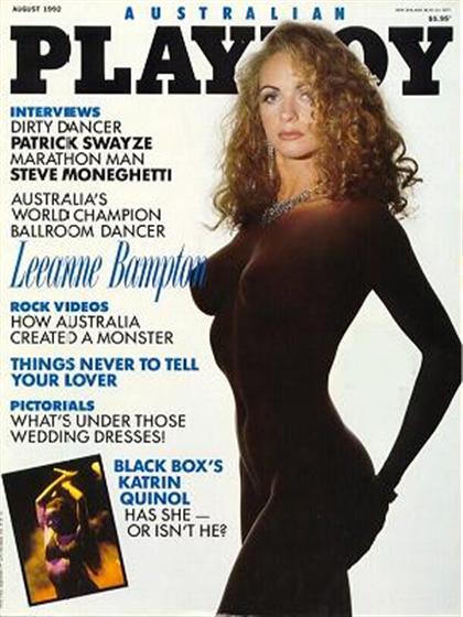 Playboy (Australia) August 1992 magazine back issue Playboy (Australia) magizine back copy Playboy (Australia) magazine August 1992 cover image, with Leeanne Bampton, Katrin Quinol on the cov