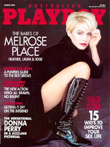 Playboy (Australia) March 1995 magazine back issue Playboy (Australia) magizine back copy Playboy (Australia) magazine March 1995 cover image, with Josie Bissett on the cover of the magazine