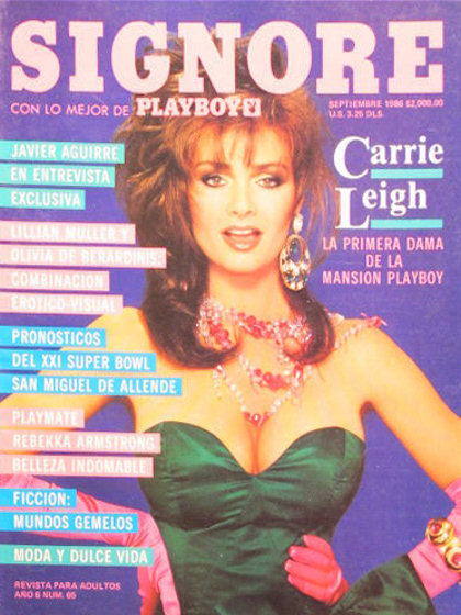 Playboy (Mexico) September 1986 magazine back issue Playboy (Mexico) magizine back copy Playboy (Mexico) magazine September 1986 cover image, with Carrie Lee (Carrie Leigh) on the cover of
