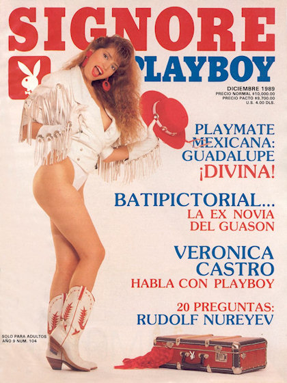 Playboy (Mexico) December 1989 magazine back issue Playboy (Mexico) magizine back copy Playboy (Mexico) magazine December 1989 cover image, with Guadalupe Zavala on the cover of the magaz