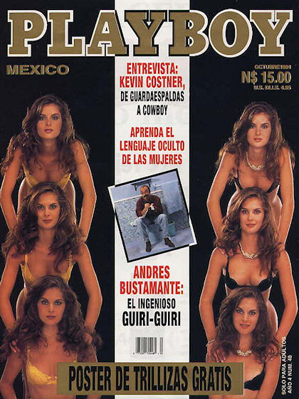 Playboy (Mexico) October 1994 magazine back issue Playboy (Mexico) magizine back copy Playboy (Mexico) magazine October 1994 cover image, with Marilise Porto, Lilian Porto, Renata Porto,