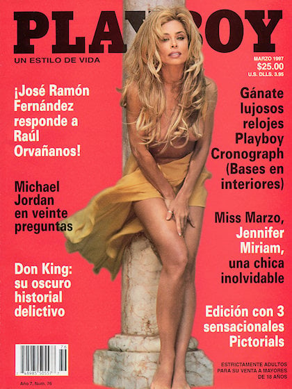 Playboy (Mexico) March 1997 magazine back issue Playboy (Mexico) magizine back copy Playboy (Mexico) magazine March 1997 cover image, with Faye Resnick on the cover of the magazine