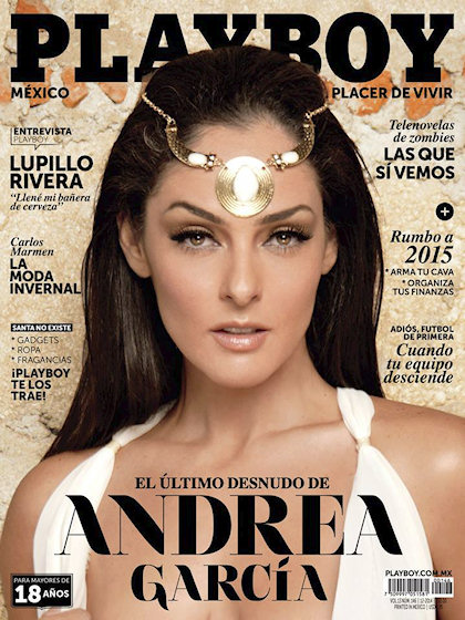 Playboy (Mexico) December 2014 magazine back issue Playboy (Mexico) magizine back copy Playboy (Mexico) magazine December 2014 cover image, with Andrea García on the cover of the magazine