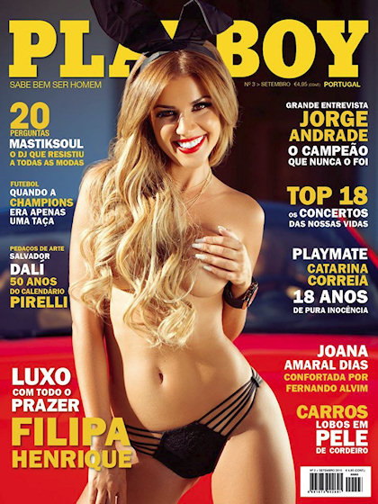 Playboy (Portugal) September 2015 magazine back issue Playboy (Portugal) magizine back copy Playboy (Portugal) magazine September 2015 cover image, with Filipa Henrique on the cover of the mag