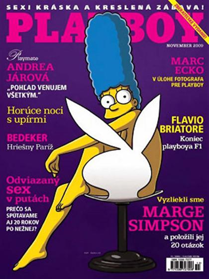 Playboy (Slovakia) November 2009 magazine back issue Playboy (Slovakia) magizine back copy Playboy (Slovakia) magazine November 2009 cover image, with Marge Simpson on the cover of the magazi
