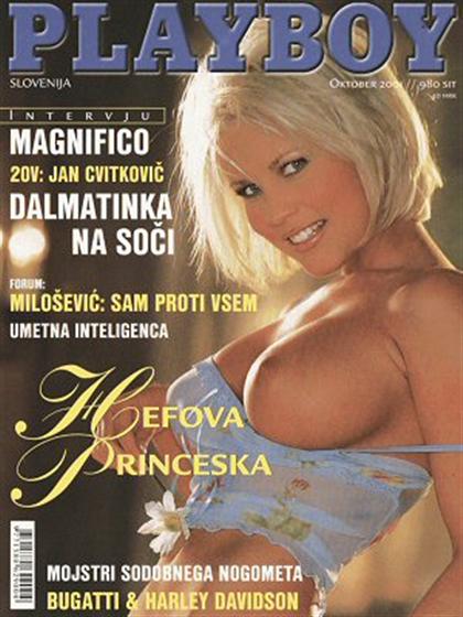 Playboy (Slovenia) October 2001 magazine back issue Playboy (Slovenia) magizine back copy Playboy (Slovenia) magazine October 2001 cover image, with Dalene Kurtis on the cover of the magazin