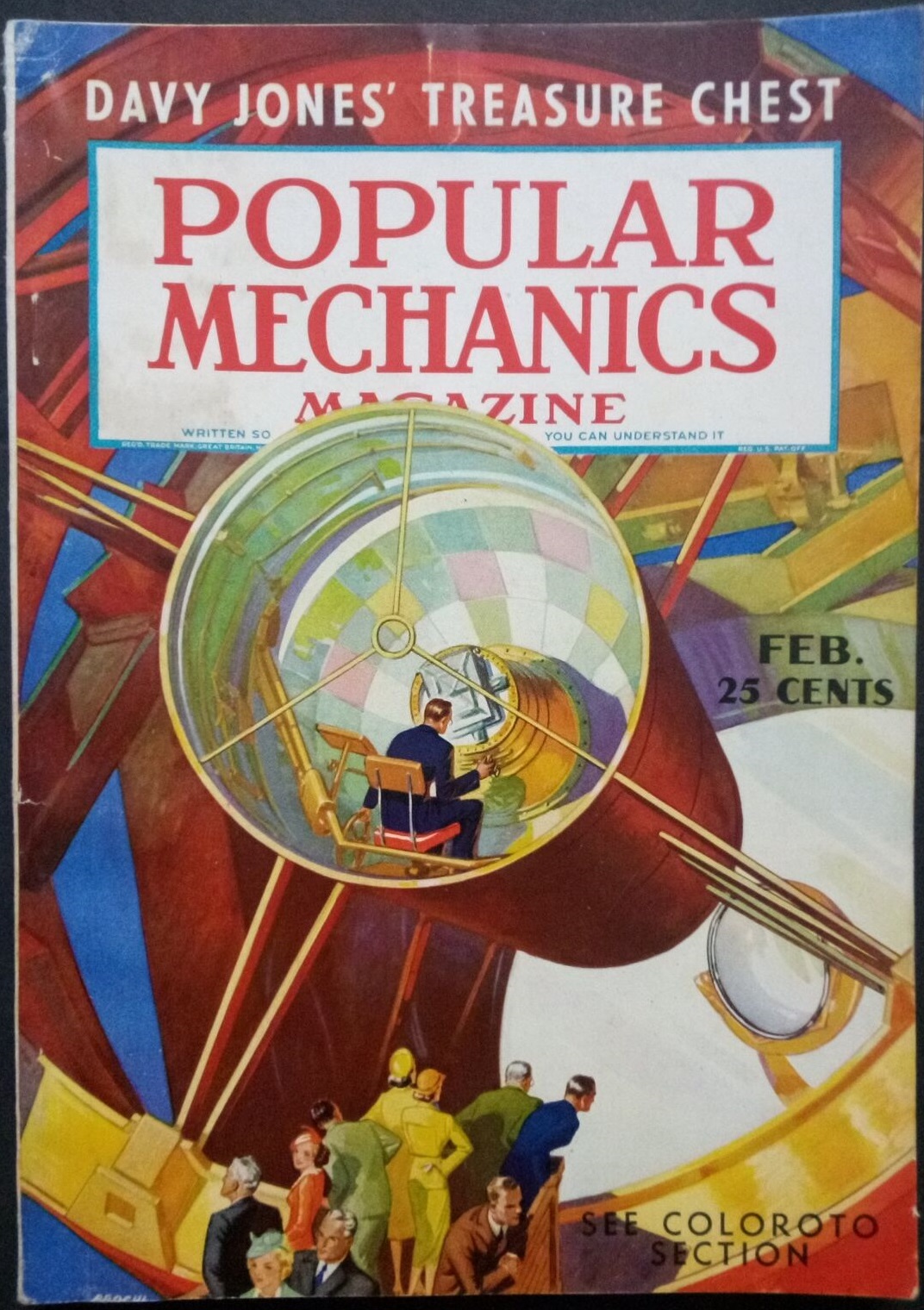 Popular Mechanics February 1939, , DAVY JONES' TREASURE CHEST Mag