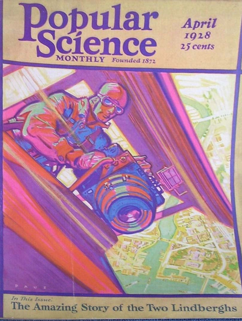 Popular Science April 1928, , April 1928 25 Cents Magazine, Scie