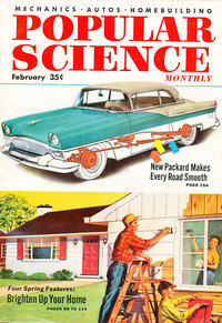 Popular Science February 1955 magazine back issue cover image