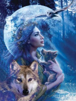 Goddess of the Wolves 1000 piece jigsaw puzzle manufactured by Ravensburger puzzles goddessofthewolves