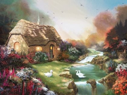 Painter of Light Thomas Kinkade's Idyllic Cottage 1000 Piece Jigsaw Puzzle by Ravensburger Games idylliccottage